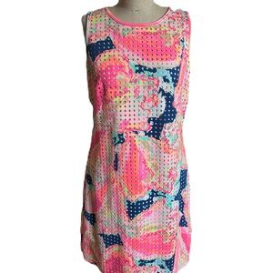 Lilly Pulitzer Sleeveless Colorful Lined Dress With Zip Up Back. Size Medium